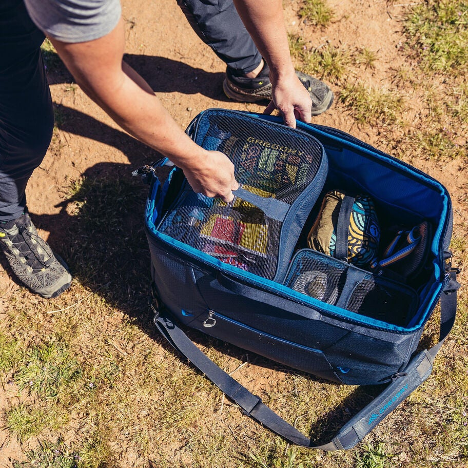 Alpaca Wide-Mouth Duffel 50 in the color Outlet | Slate Blue. image number 5