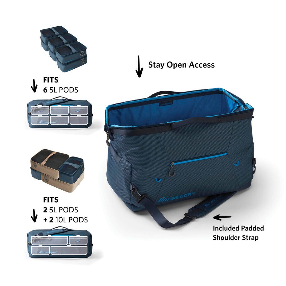 Alpaca Wide-Mouth Duffel 50 in the color Outlet | Slate Blue. image number 4